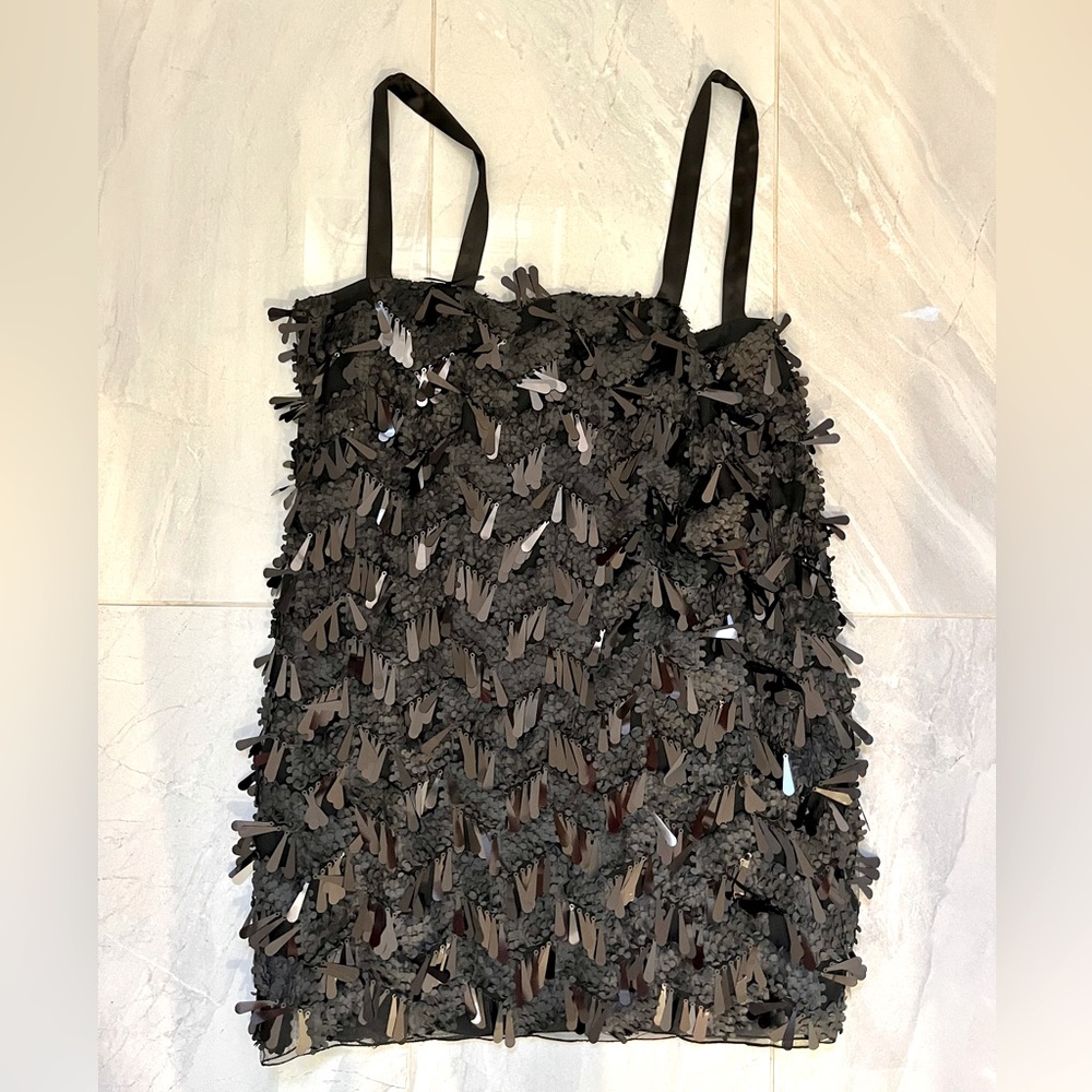 Zara Black Beaded and Sequin Mini Dress Size L